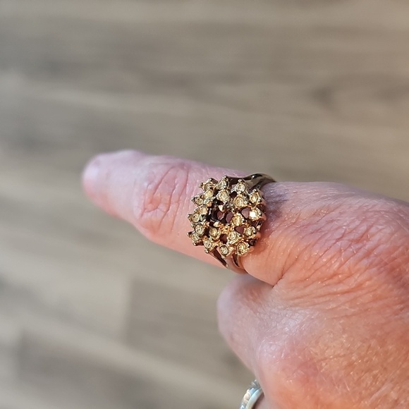 Antique 18k Gold Filled Ring with champagne Accents 9 - Picture 1 of 3